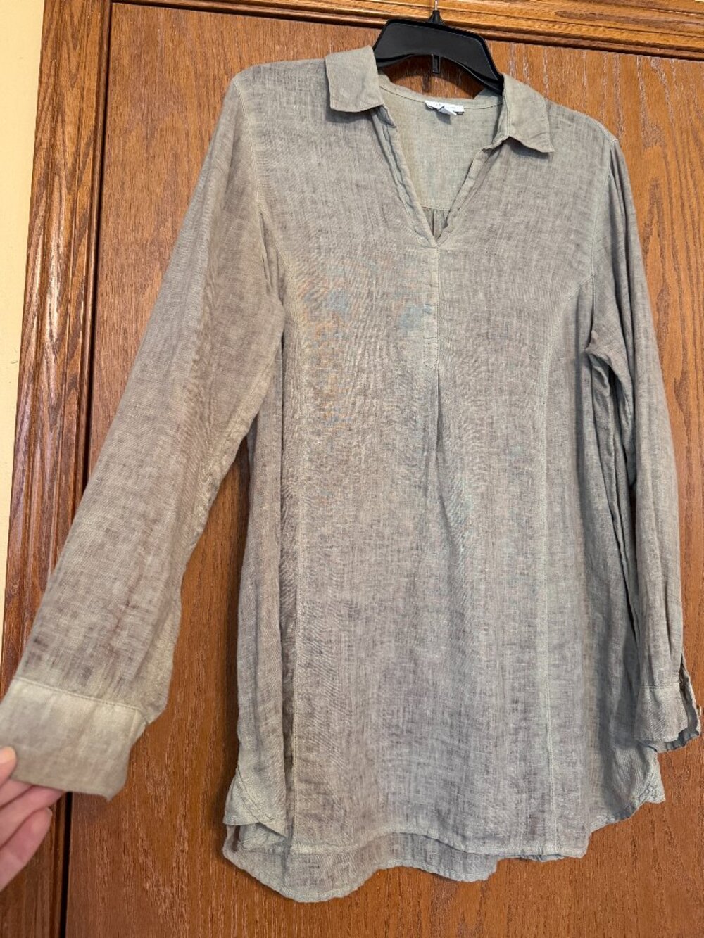 J Jill Love Linen Green Tunic Top Size Medium